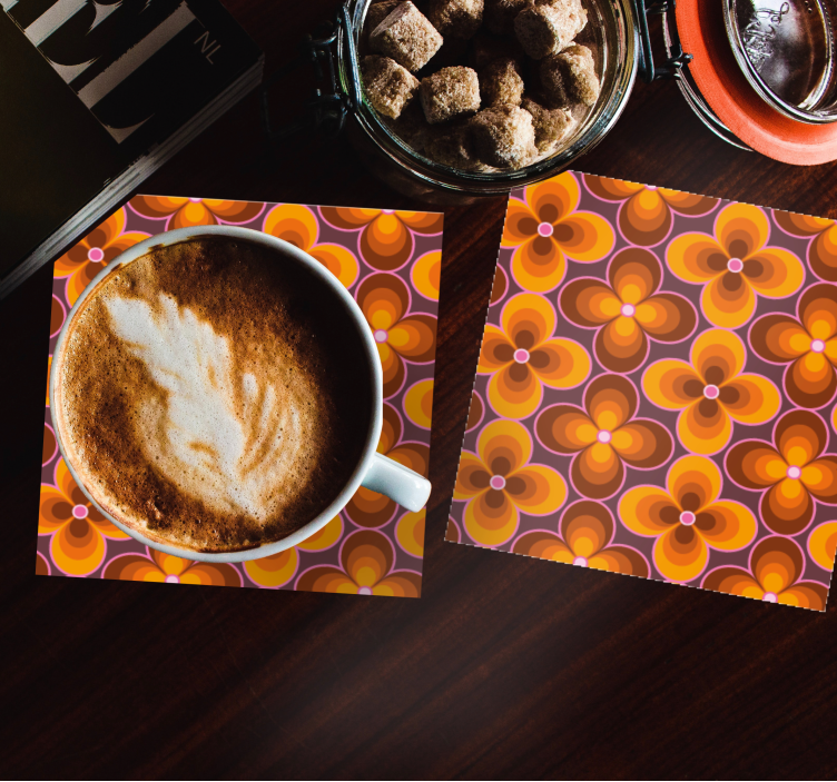 花复古 groovy 图案复古杯垫 - TenStickers