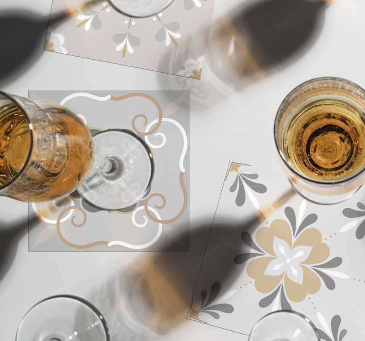 花卉灵感的瓷砖杯垫 - TenStickers