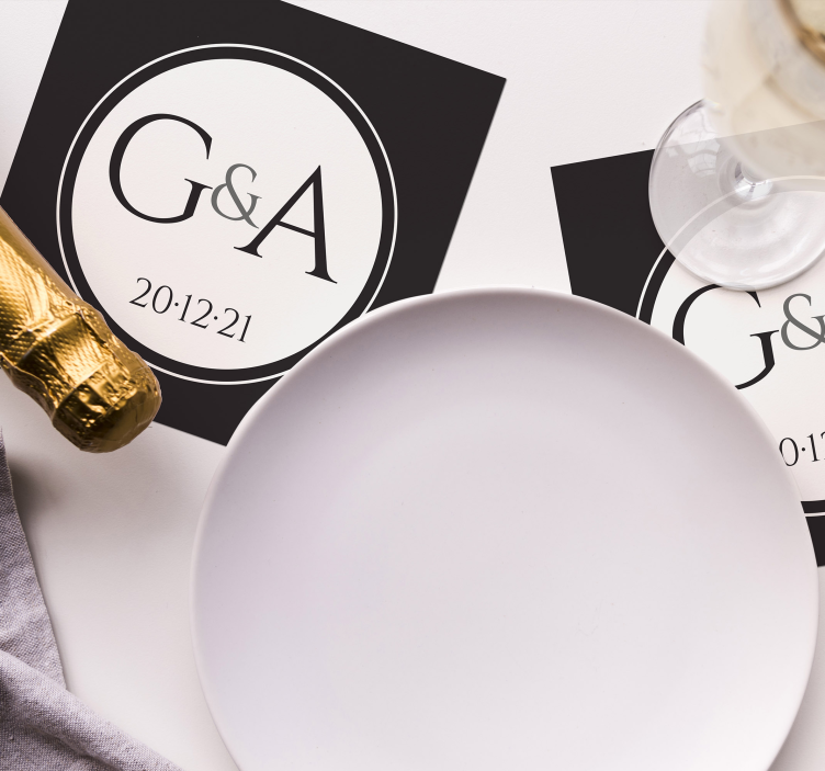 个性经典婚礼杯垫 - TenStickers