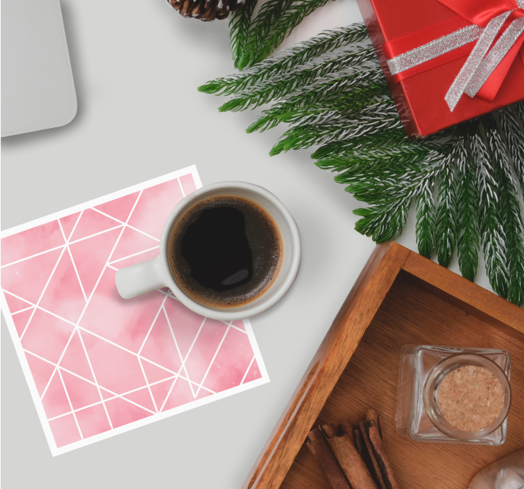 粉红色三角形墙壁艺术图案更多杯垫 - TenStickers