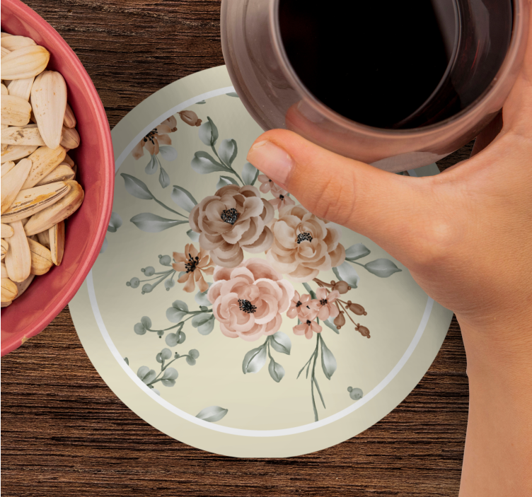 复古杯垫花卉优雅图案 - TenStickers