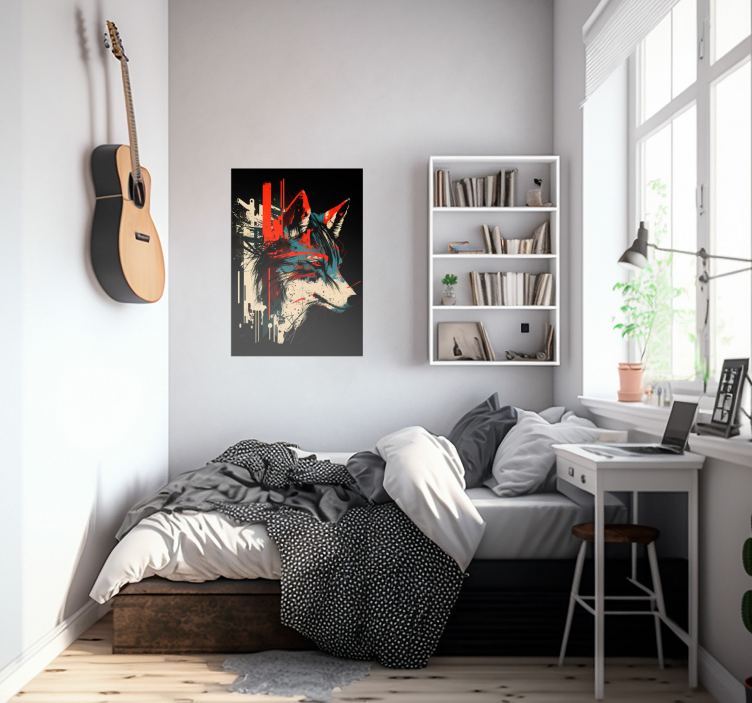 墙上的抽象狼艺术海报 - TenStickers