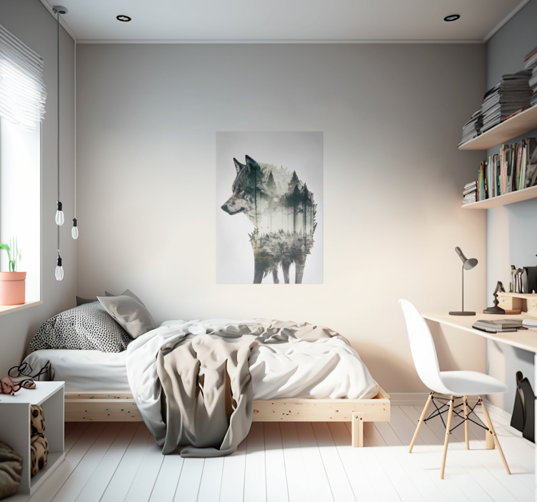 狼双重曝光动物海报 - TenStickers