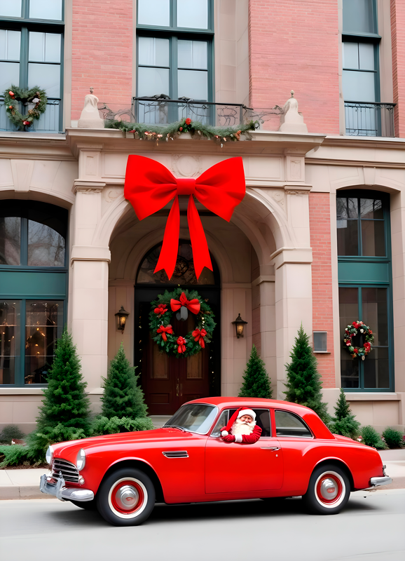 圣诞宣传海报冬季汽车展示 - TenStickers