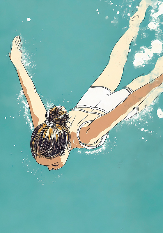 海报艺术绘画游泳者 - TenStickers