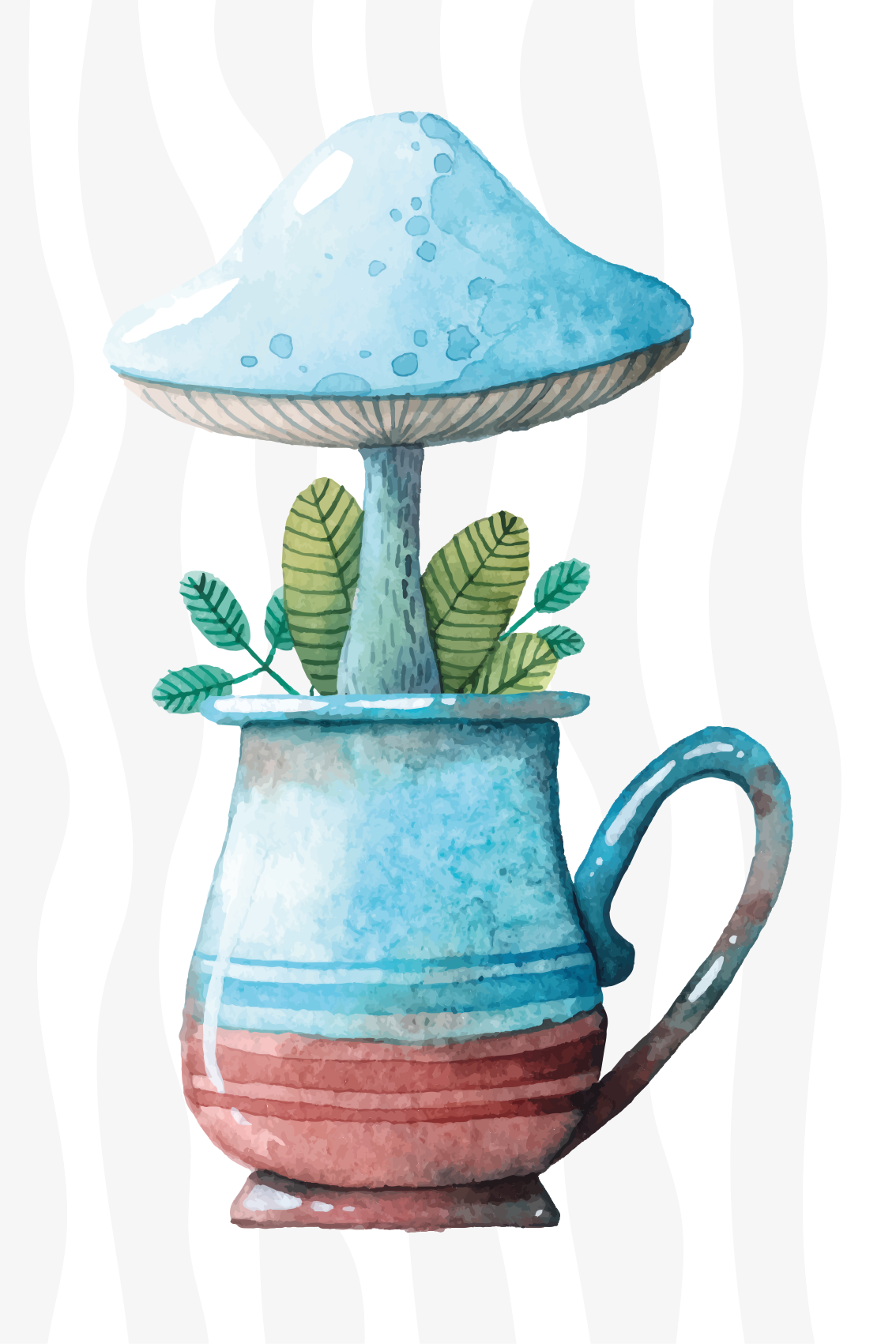 厨房宣传画可爱蘑菇杯子设计 - TenStickers