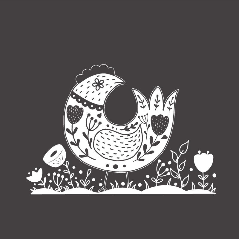 厨房宣传画：骄傲的鸡与波兰花卉图案 - TenStickers