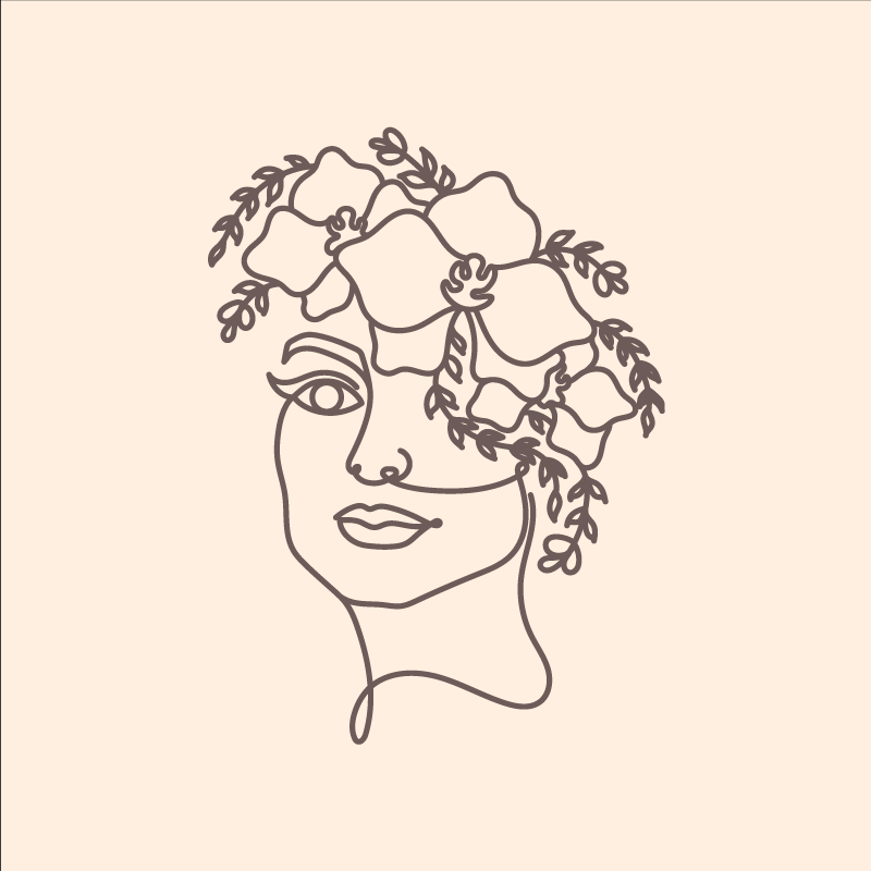 客厅海报简约可爱女性花卉剪影 - TenStickers