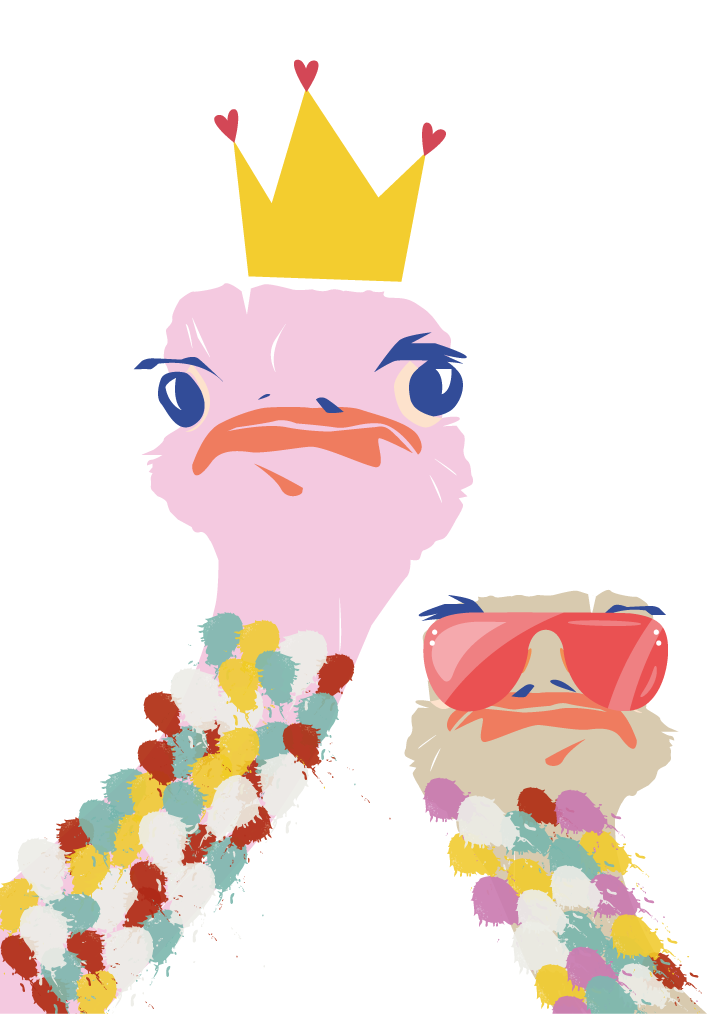 客厅海报以艺术风格展现多彩鸵鸟 - TenStickers