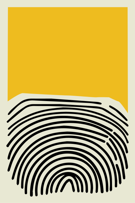 客厅海报抽象黄色画作与黑色线条 - TenStickers