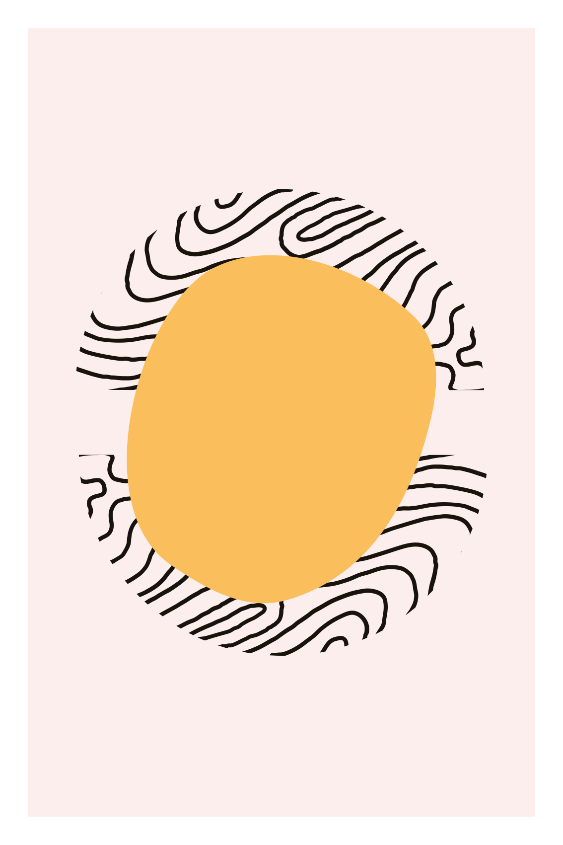 客厅海报线条与黄色形状 - TenStickers