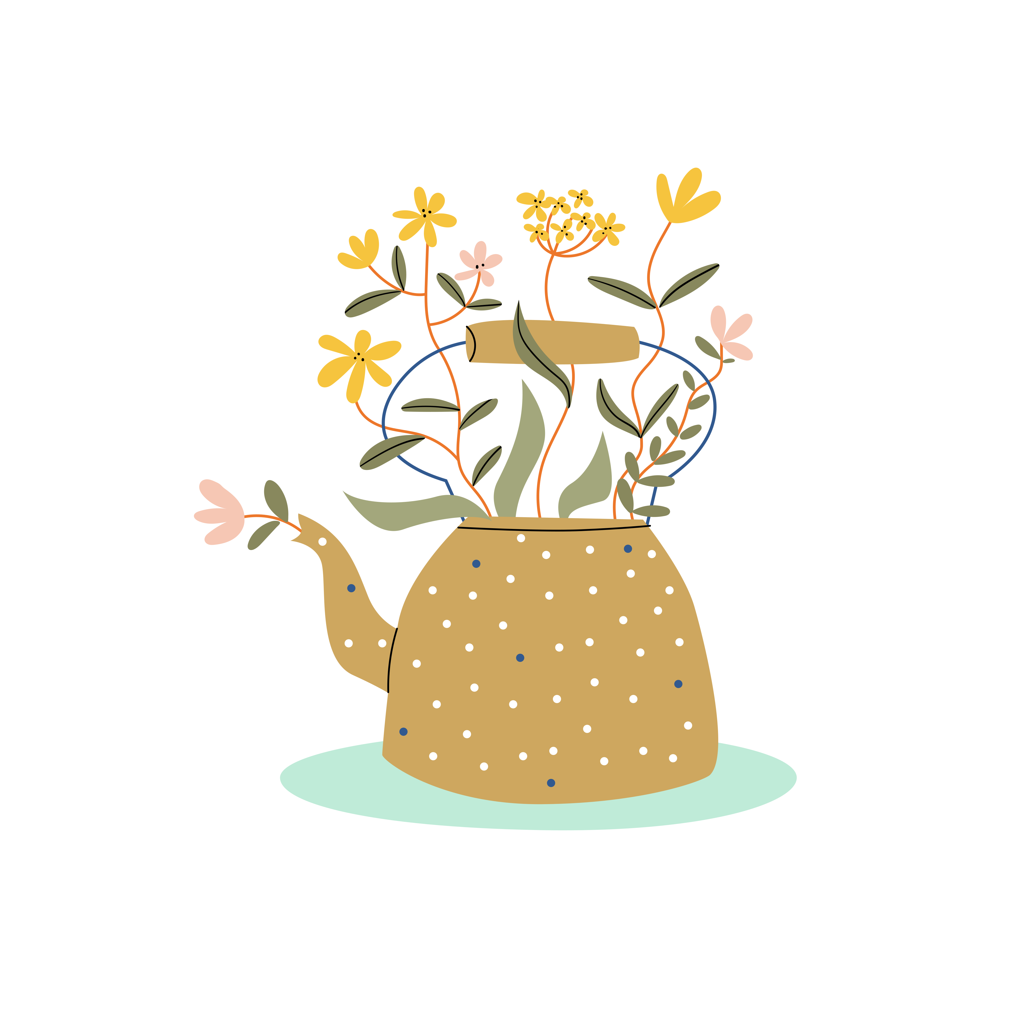 花卉宣传画抽象浇水壶 - TenStickers