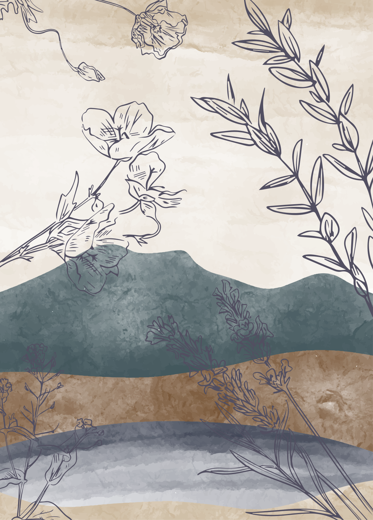 花卉和植物海报植物轮廓 - TenStickers