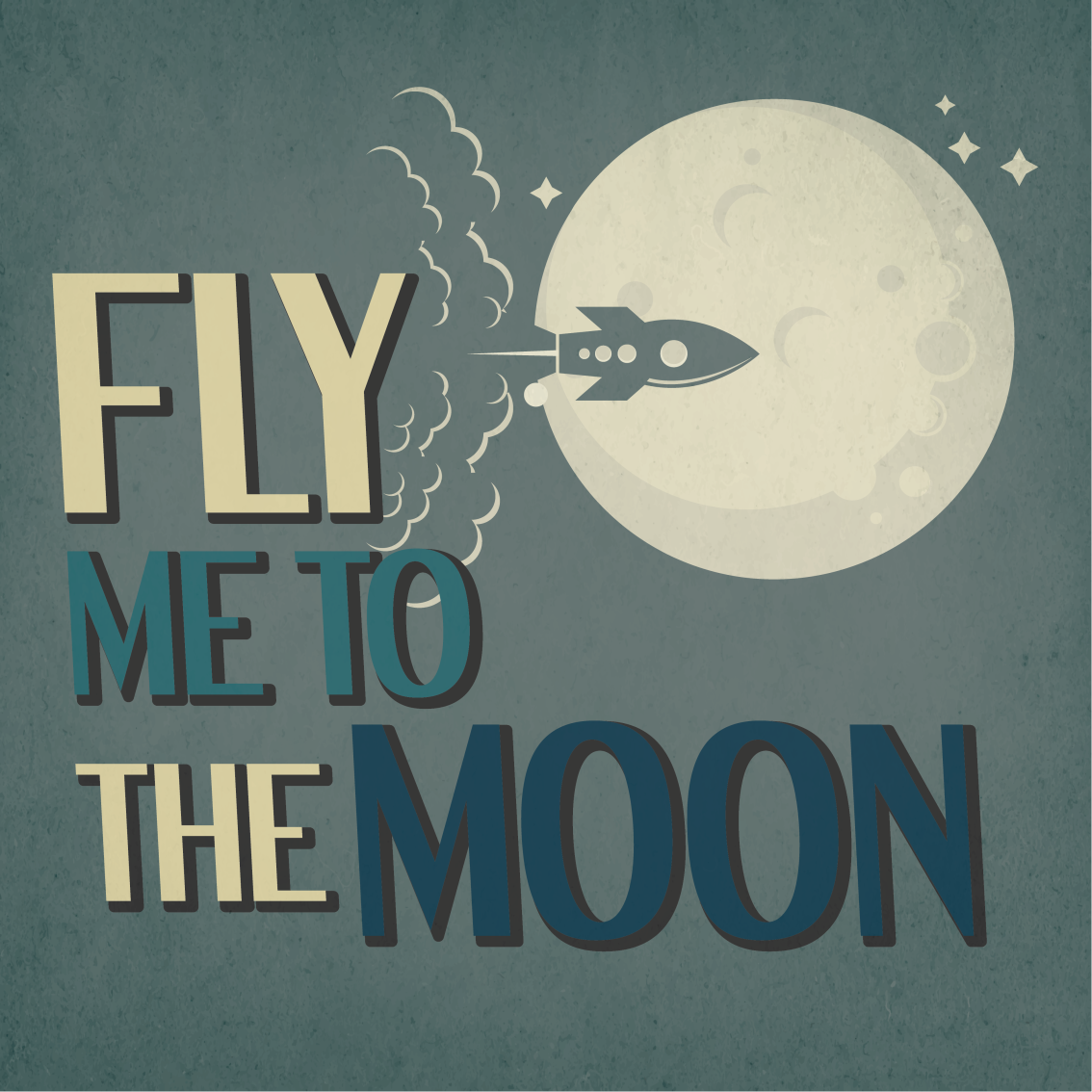 青少年卧室的宣传画火箭之旅月球 - TenStickers