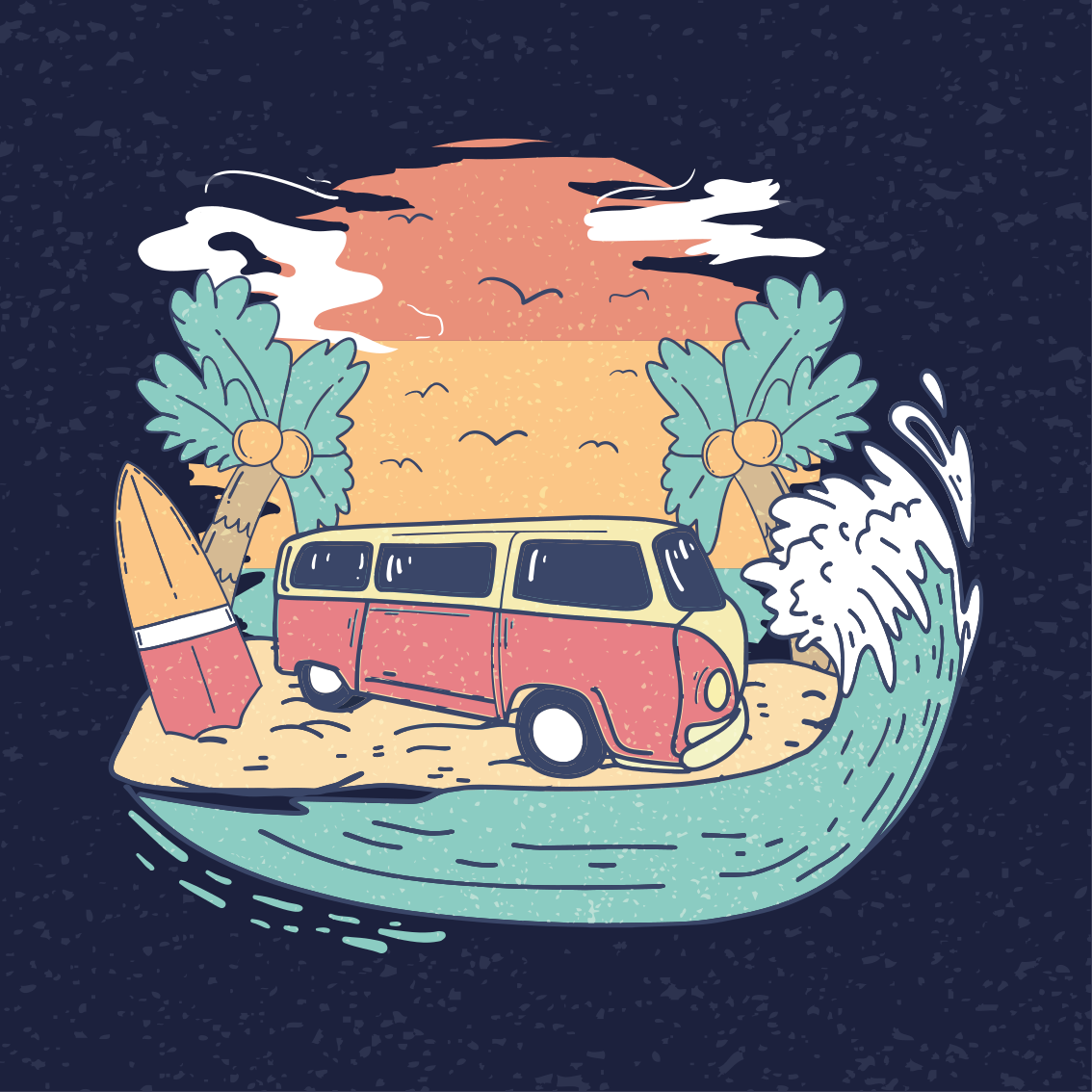 城市和国家的宣传画冲浪厢式车场景 - TenStickers