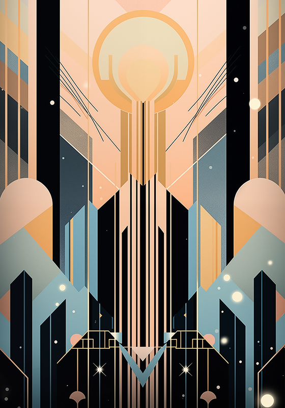 裝飾藝術海報粉藍色形狀 - TenStickers