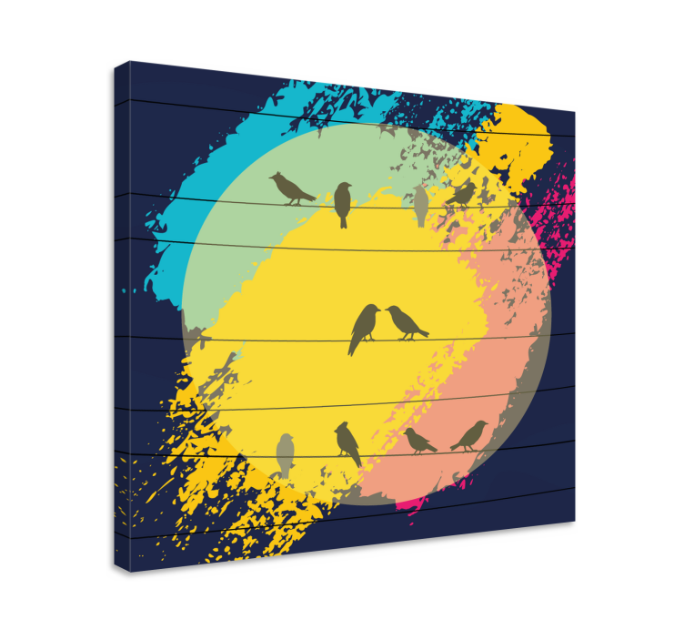 油漆条纹和鸟画布艺术 - TenStickers