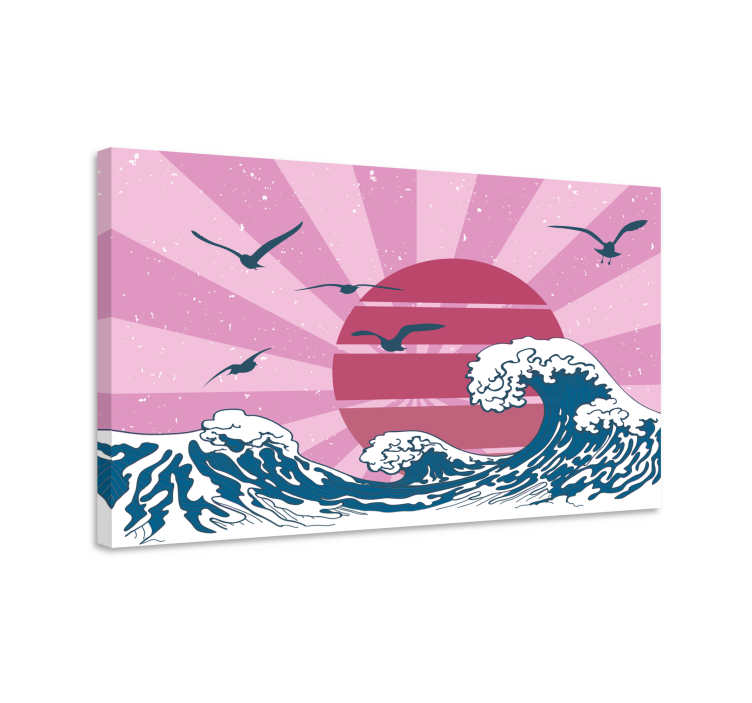 伟大的粉红色复古波浪复古帆布 - TenStickers