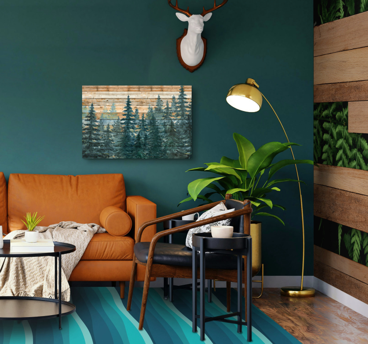 四角形客厅，雄伟的松林 - TenStickers