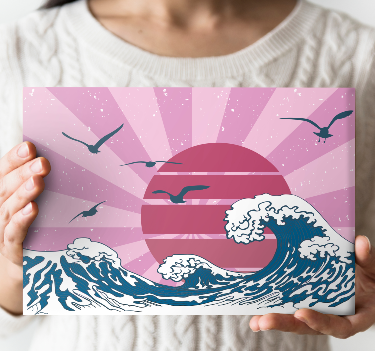 伟大的粉红色复古波浪复古帆布 - TenStickers