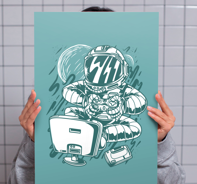 视频游戏帆布打印：宇航员游戏乐趣 - TenStickers