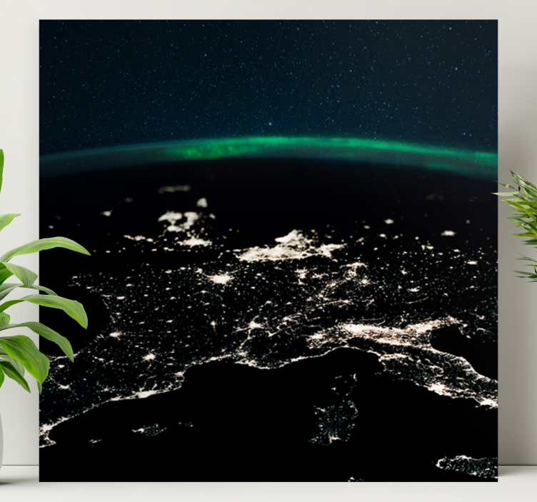 盲人世界地图夜间空中视图 - TenStickers