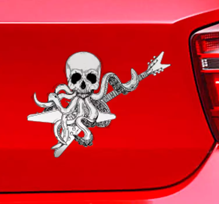 吉他章鱼摇滚墙贴 - TenStickers