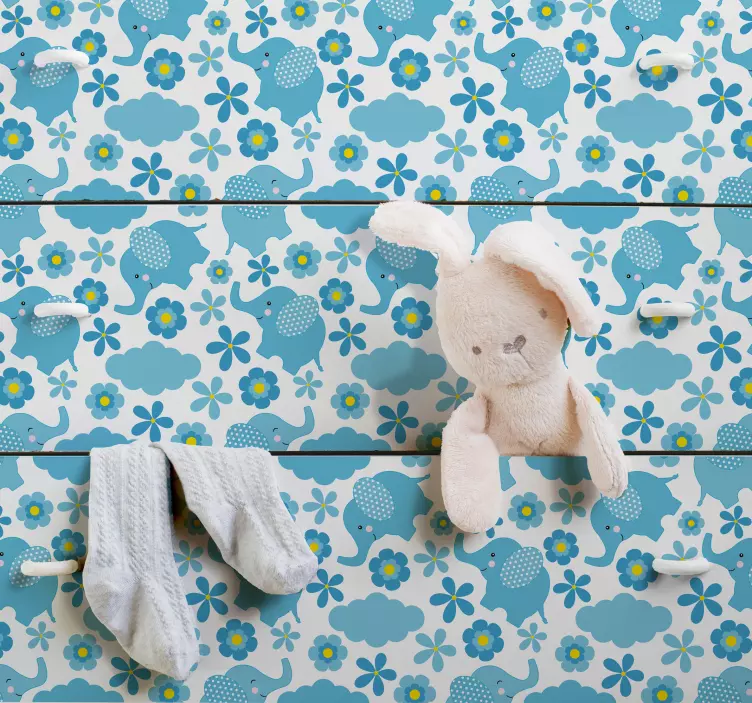 花卉大象图案乙烯基壁纸 - TenStickers