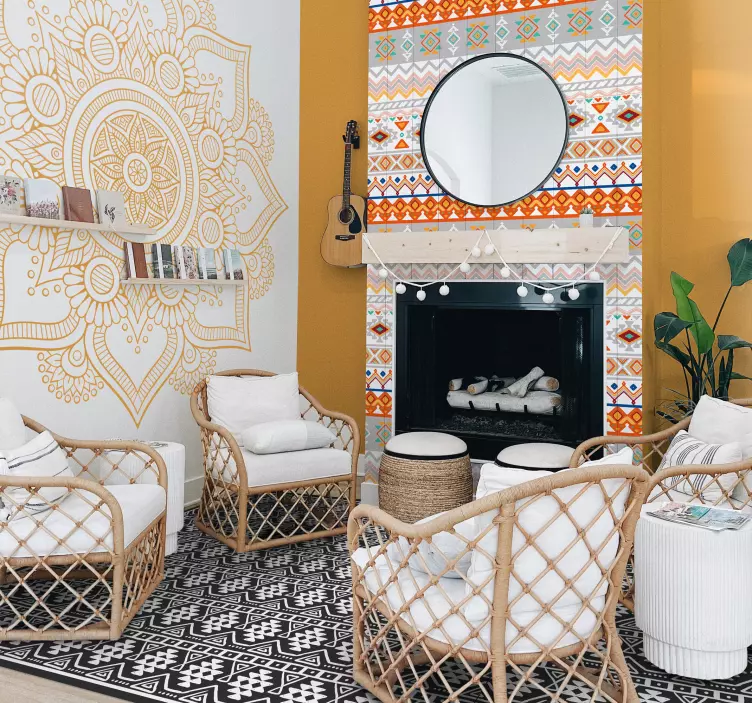 花卉曼陀罗装饰墙贴纸 - TenStickers