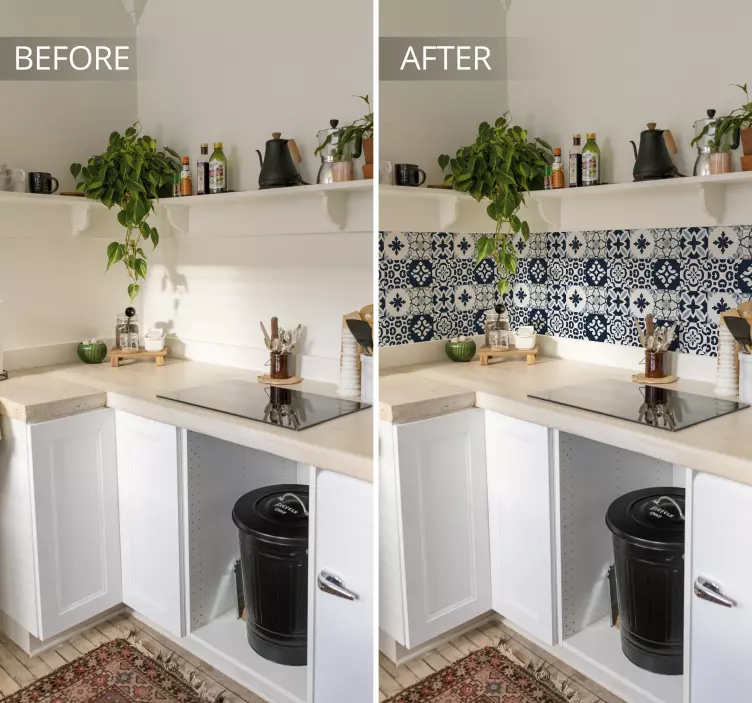 装饰墙纸适用于海军蓝几何图案 - TenStickers