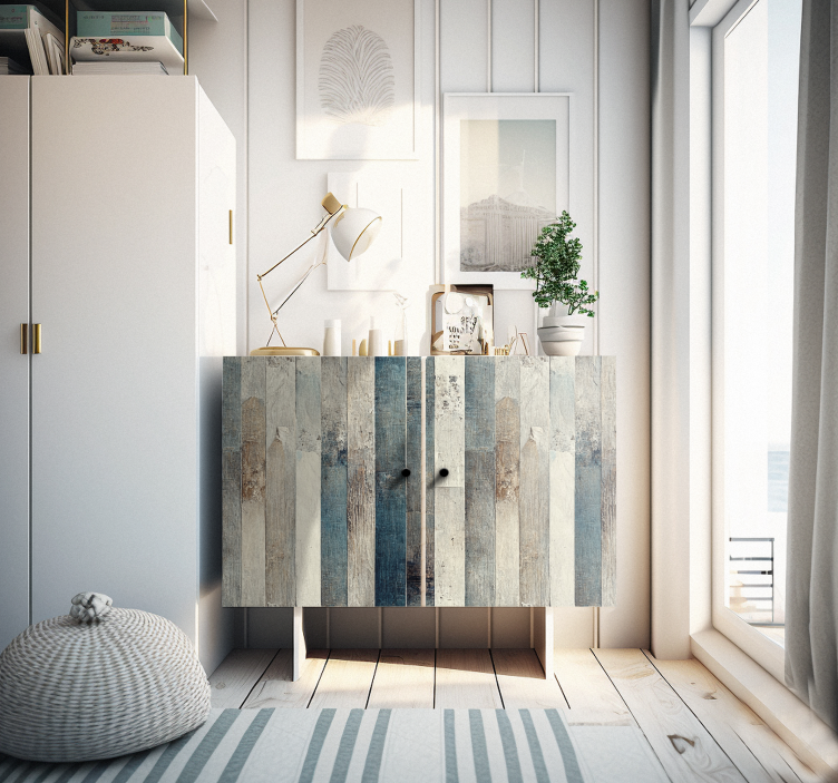 家具贴纸 木材老化藍色色調 - TenStickers