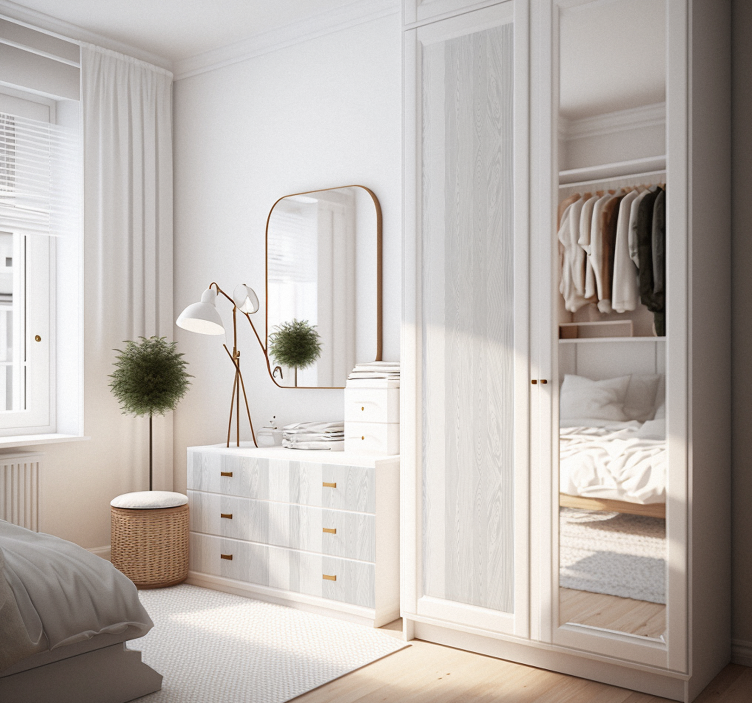 家具贴纸 白色木纹 - TenStickers