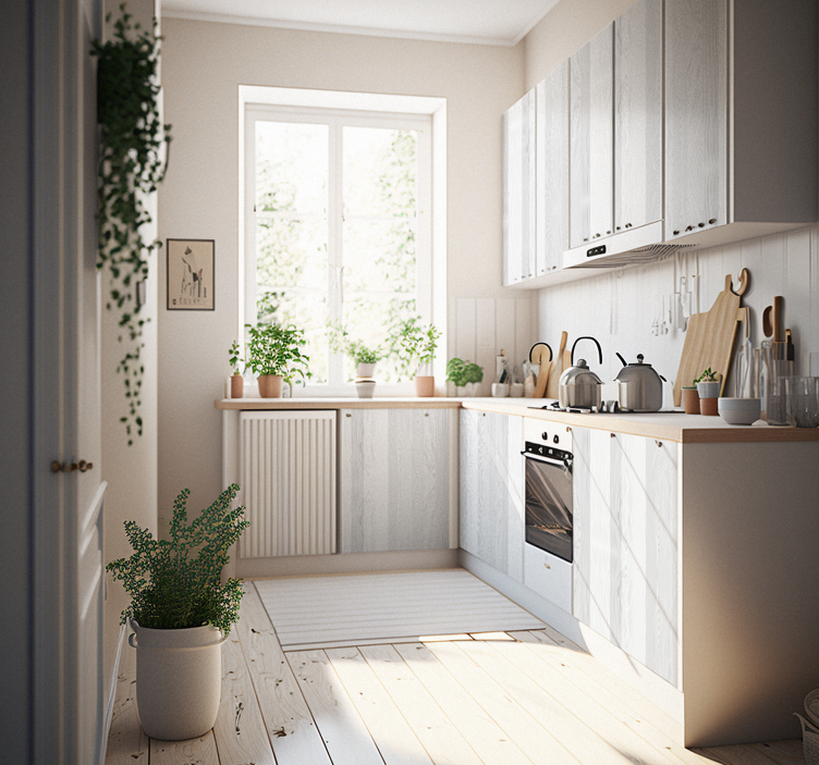 家具贴纸 白色木纹 - TenStickers