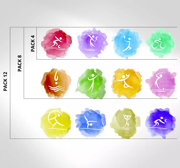 动物贴画色彩缤纷的运动图标 - TenStickers