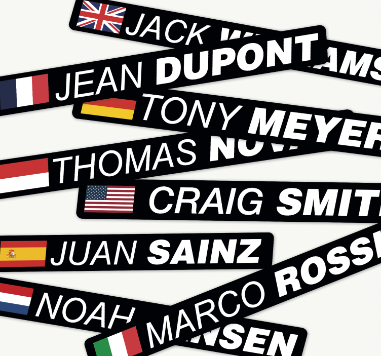 贴纸自行车 带有旗帜和名字的公路自行车 - TenStickers