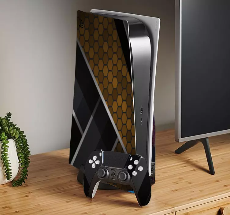 抽象金色纹理 playstation 5 贴纸 - TenStickers