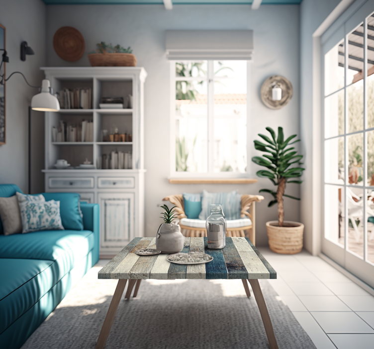 家具贴纸 木材老化藍色色調 - TenStickers