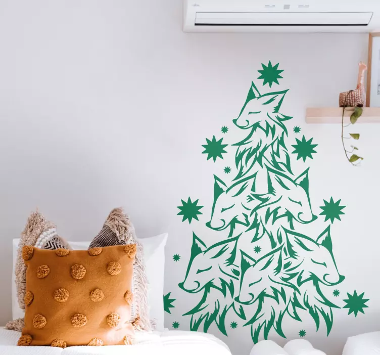 贴纸圣诞多只狐狸头 - TenStickers