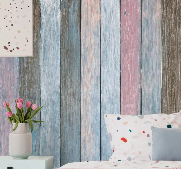 贴纸 卧室墙贴 乡村木板图案 - TenStickers