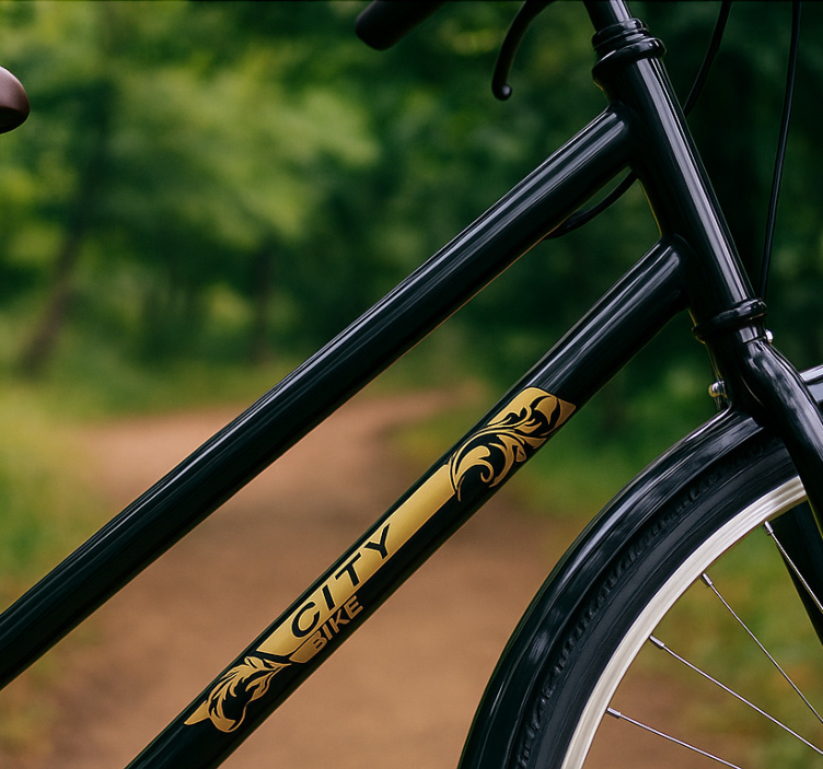 贴纸自行车黑金框架 - TenStickers