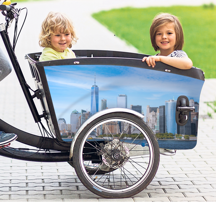 贴纸自行车 城市天际线景观 - TenStickers