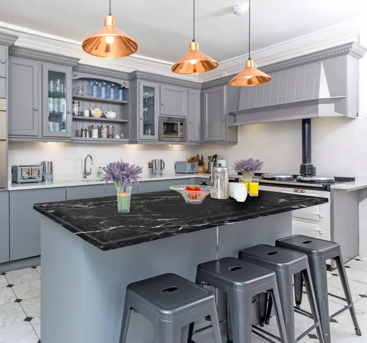 纹理贴纸 黑色大理石台面 - TenStickers