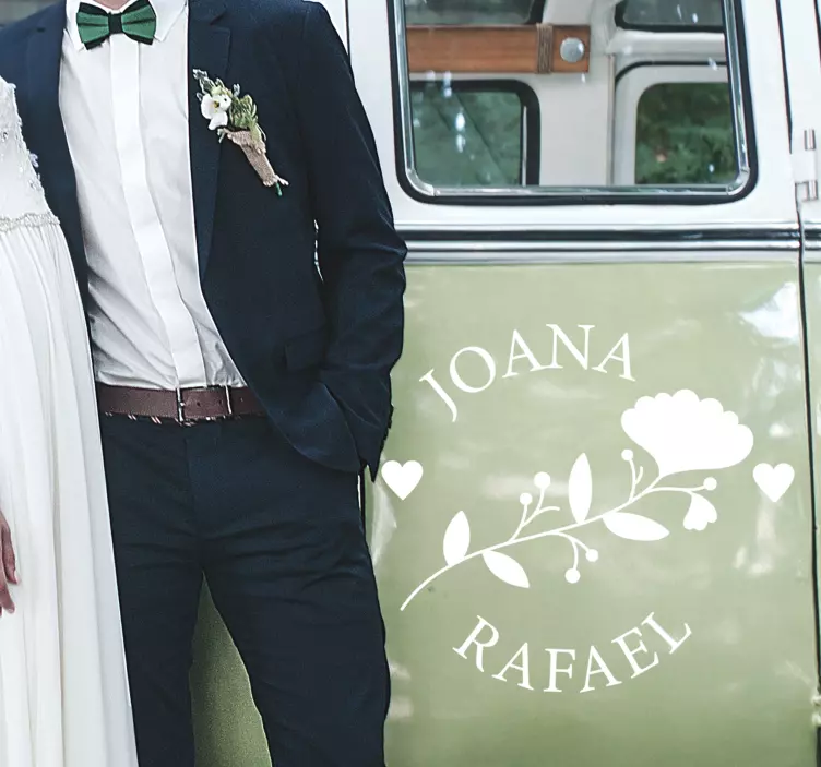 新娘和新郎名字婚礼贴纸 - TenStickers