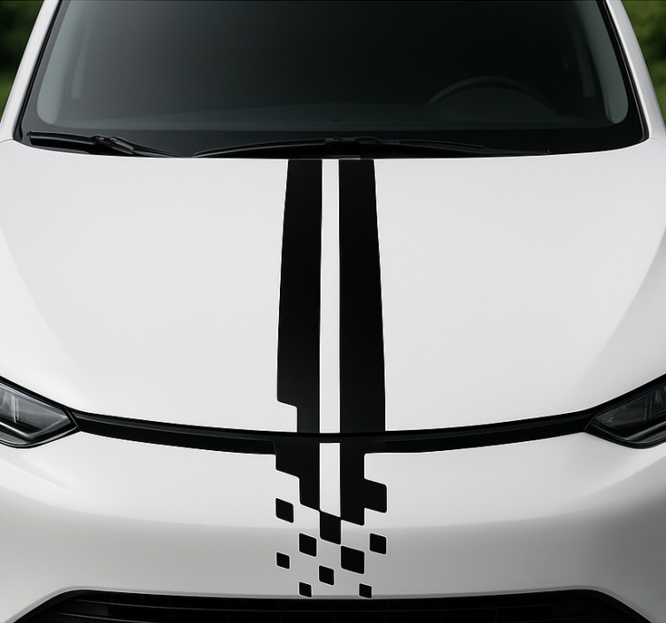 汽车贴纸，抽象条纹引擎盖装饰 - TenStickers