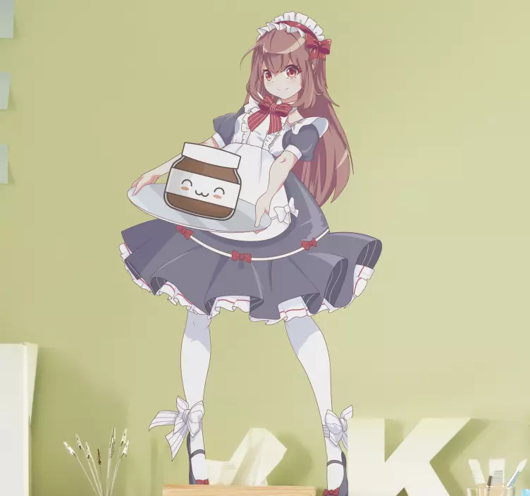 人物墙纸贴可爱女仆服务 - TenStickers