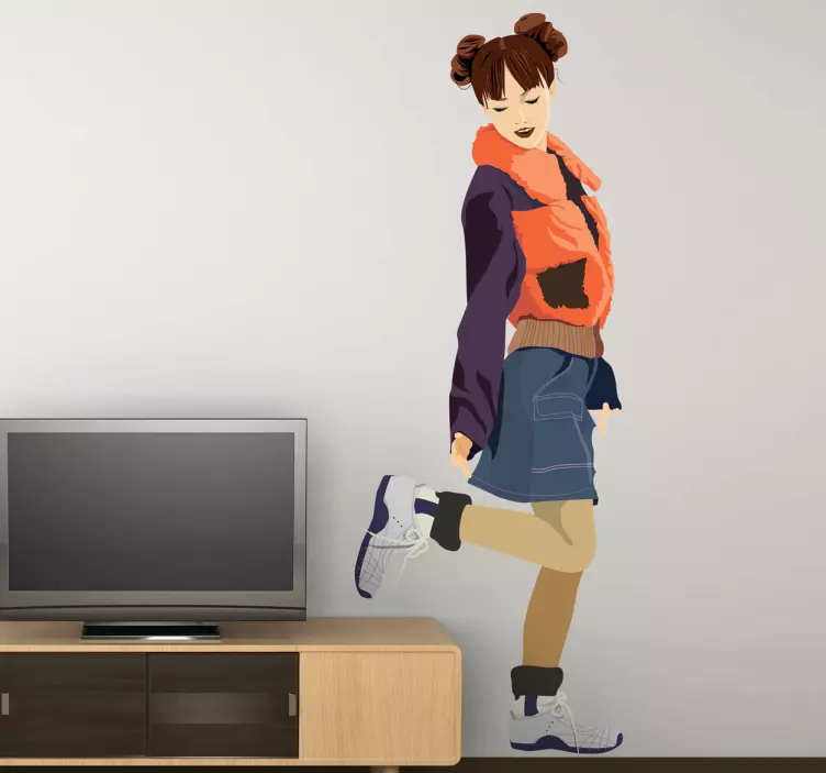 人物墙纸贴时尚女孩姿势 - TenStickers