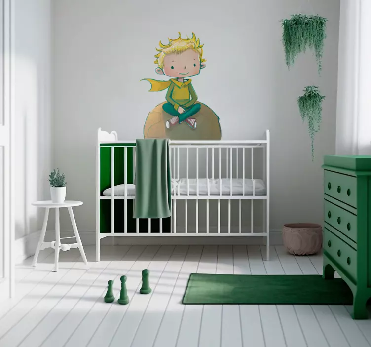 儿童坐着星球卡通贴纸 - TenStickers