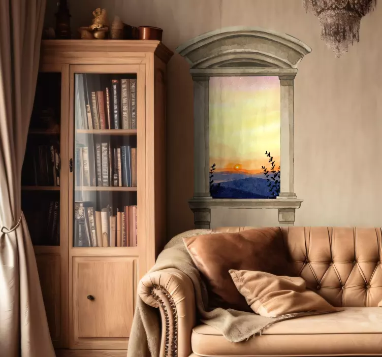 视觉效果贴画 经典窗户水彩饰面 - TenStickers