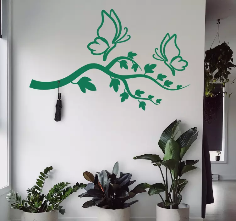 衣架贴纸树枝上的蝴蝶 - TenStickers