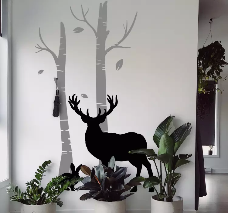 衣架贴纸鹿与树相伴 - TenStickers